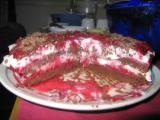 The end product: Schwarzwalder Kirsch Torte. We substituted the cherries with fresh raspberries.