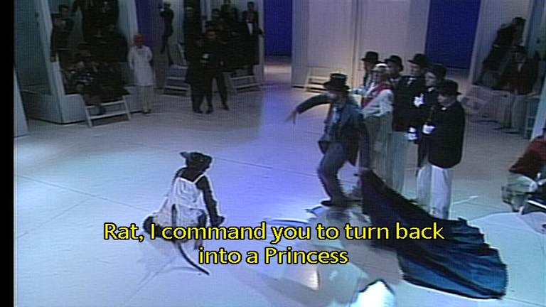 The good sorcerer demands the tranformation of rat to princess.